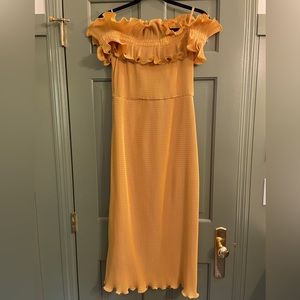 Keepsake Off the Shoulder Mustard Yellow Dress